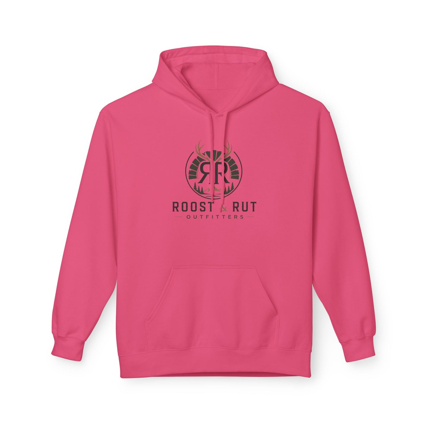 Roast & Rut Outfitters Hoodie — Vintage Hunting Lodge Logo Pullover