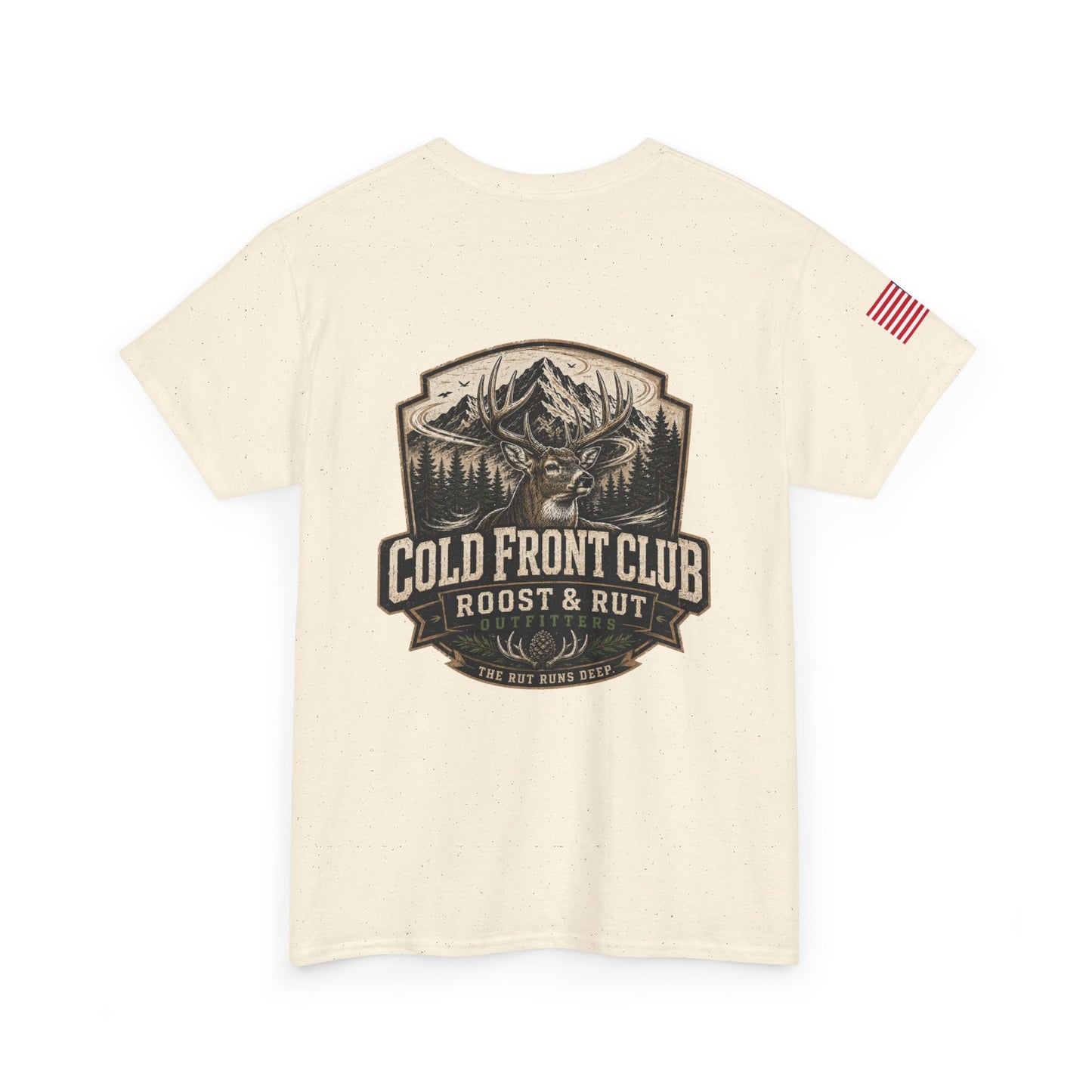 Cold Front Club Mountain Logo Tee — "Roost & Rut" Outdoor T-Shirt