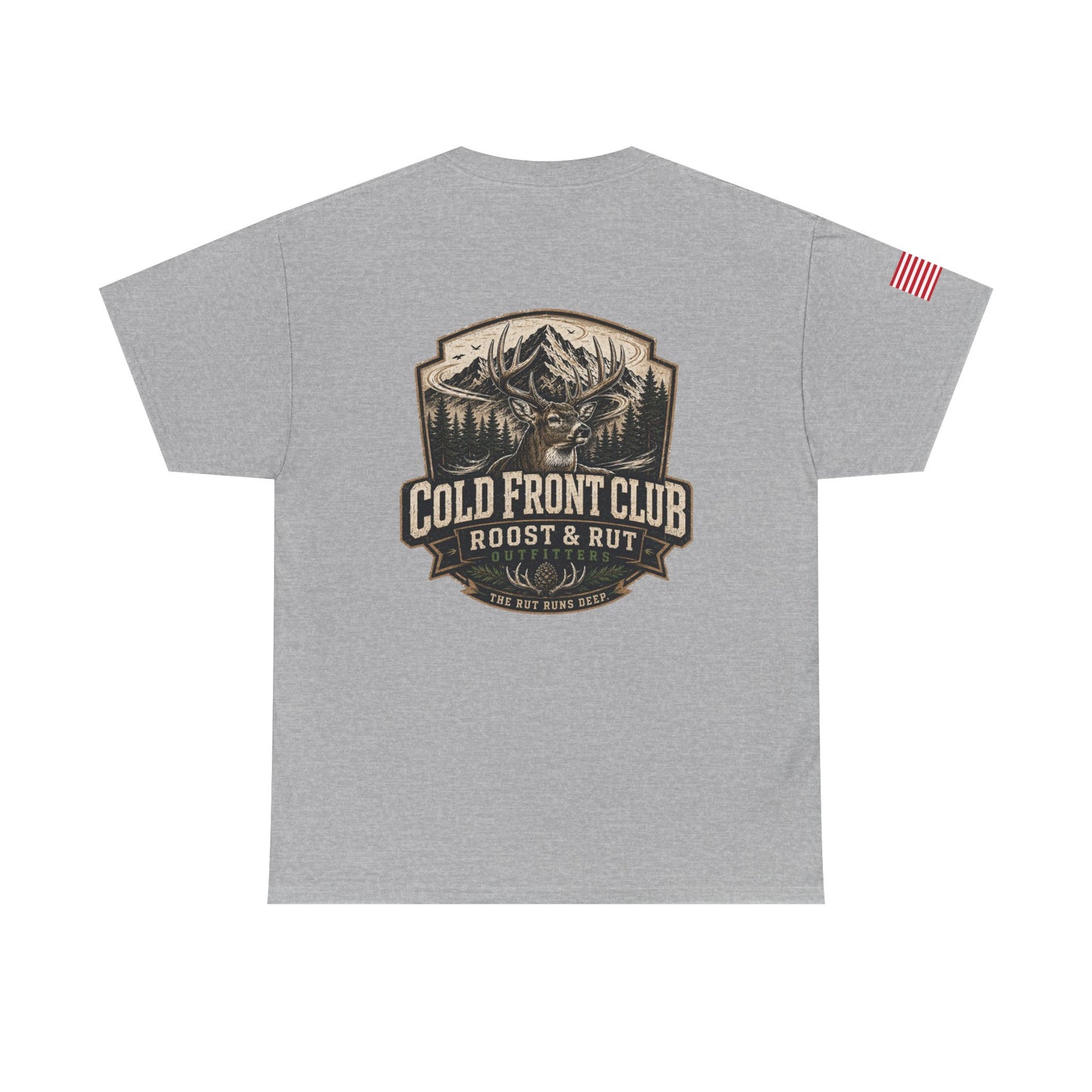 Cold Front Club Mountain Logo Tee — "Roost & Rut" Outdoor T-Shirt