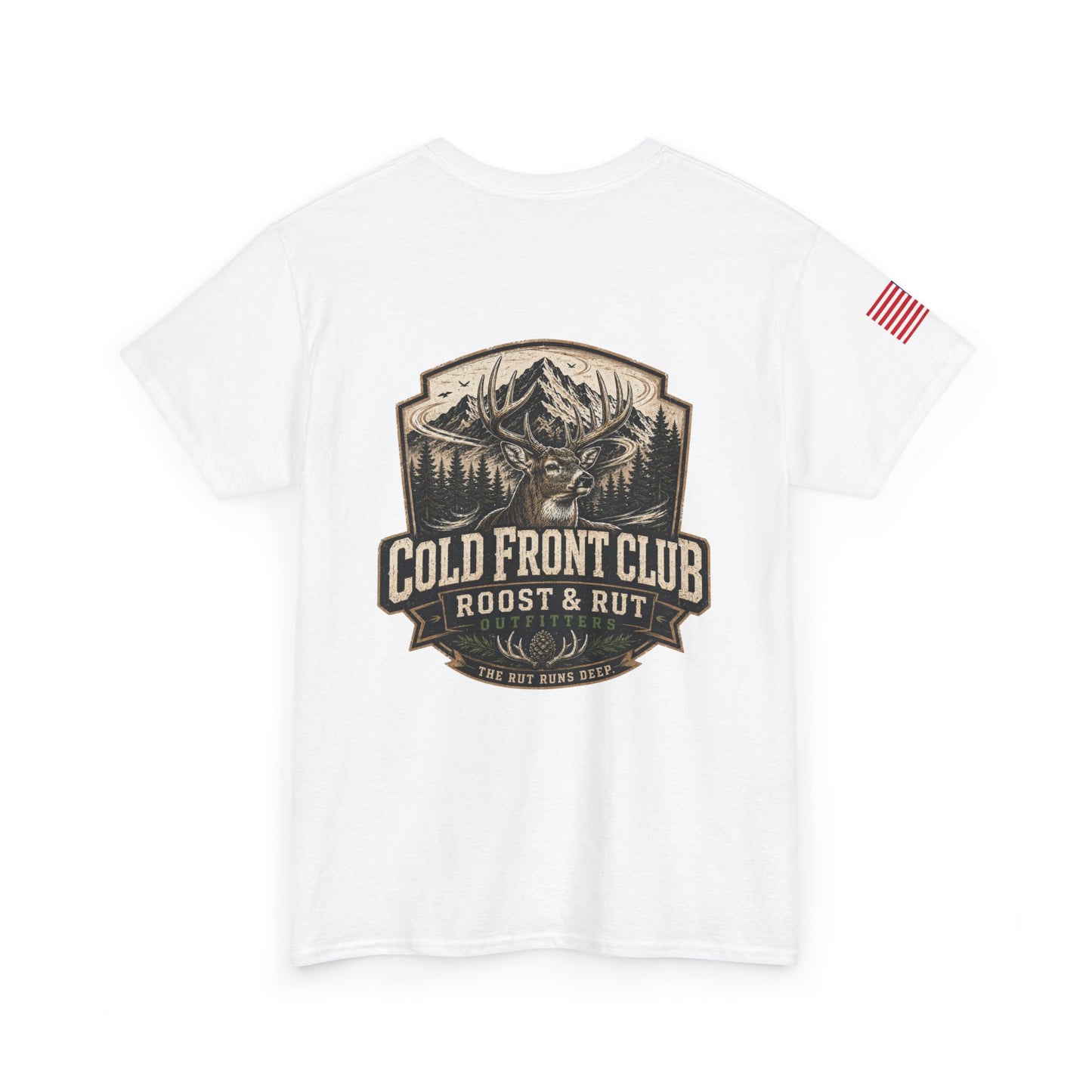 Cold Front Club Mountain Logo Tee — "Roost & Rut" Outdoor T-Shirt