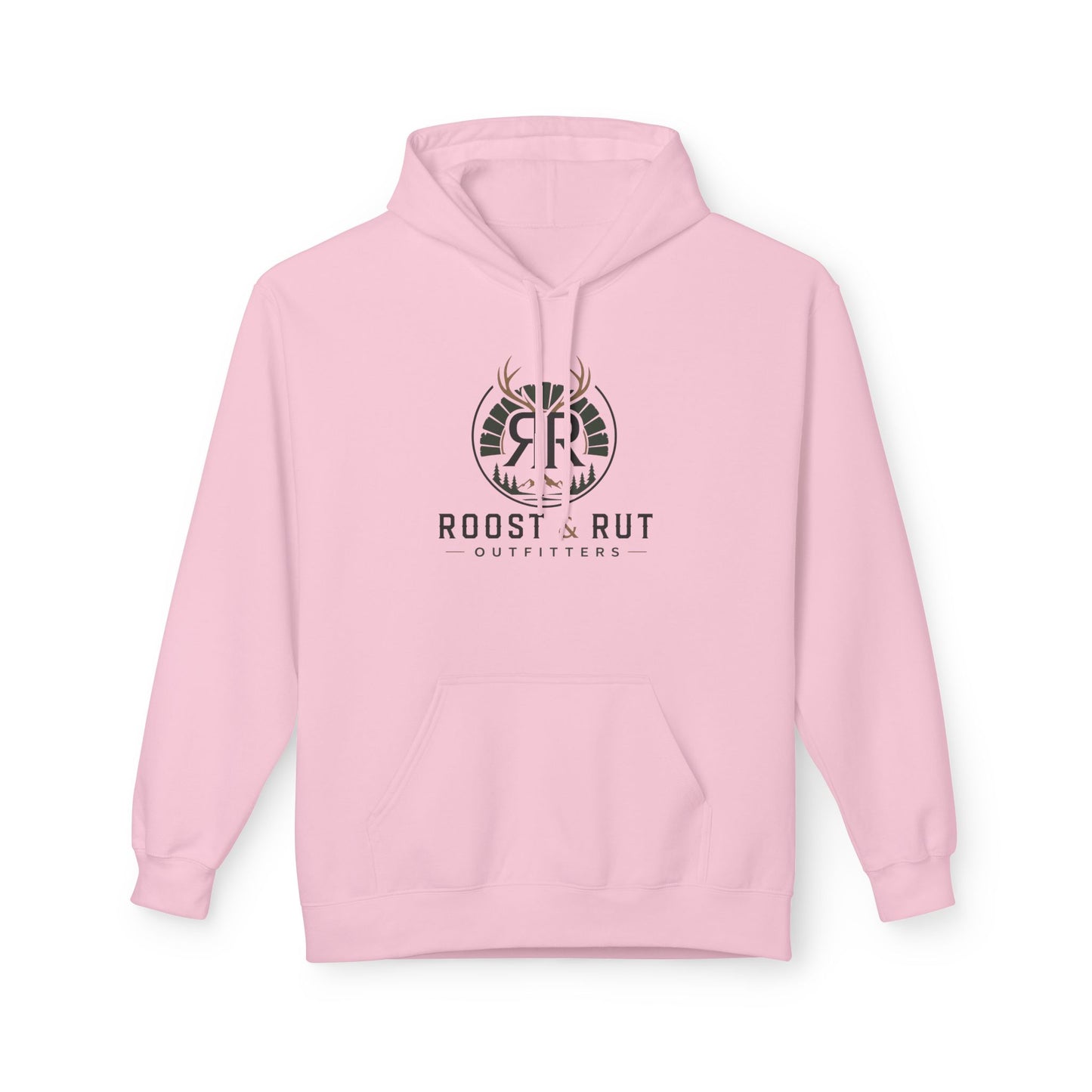 Roast & Rut Outfitters Hoodie — Vintage Hunting Lodge Logo Pullover
