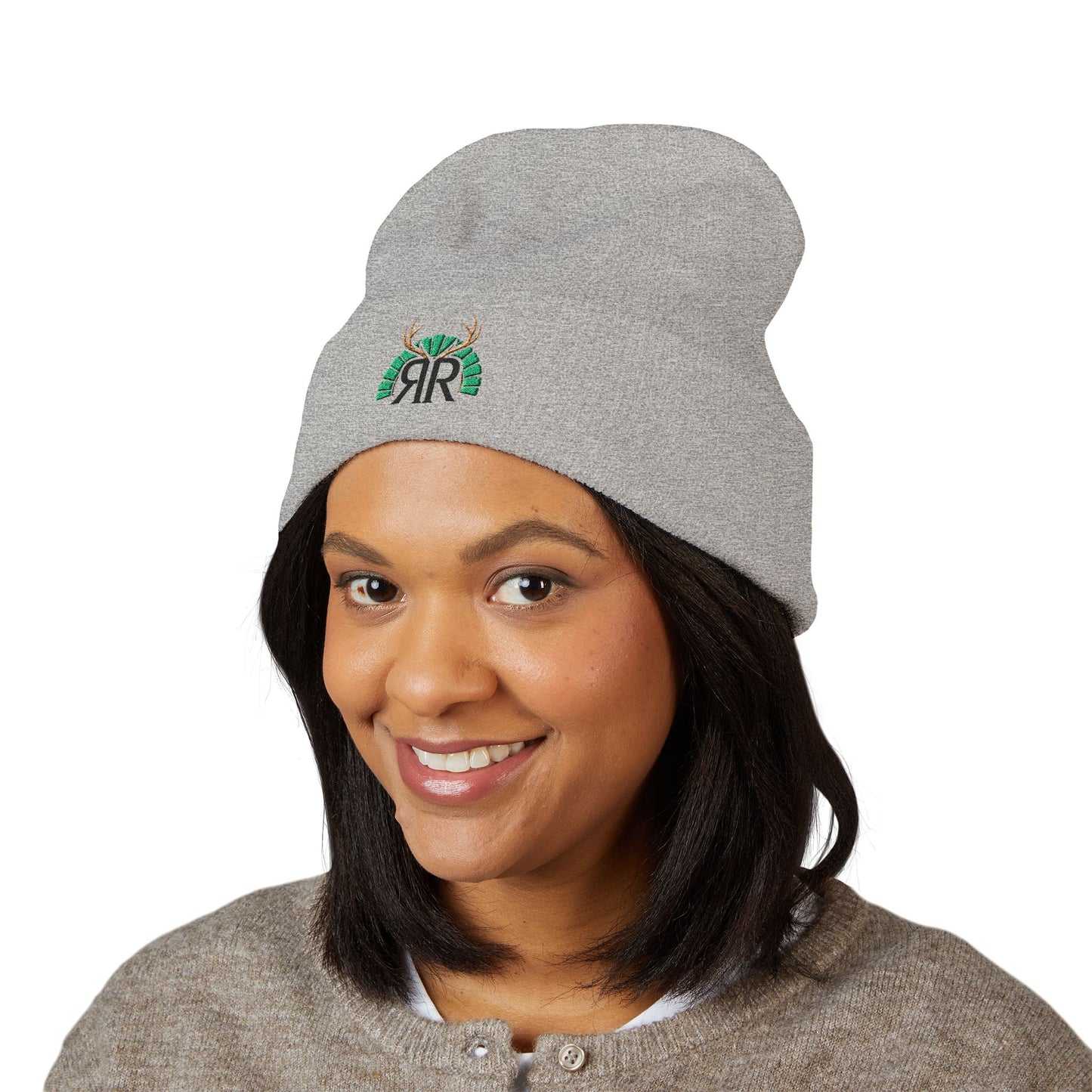 Embroidered Deer Antler Logo Cuffed Beanie