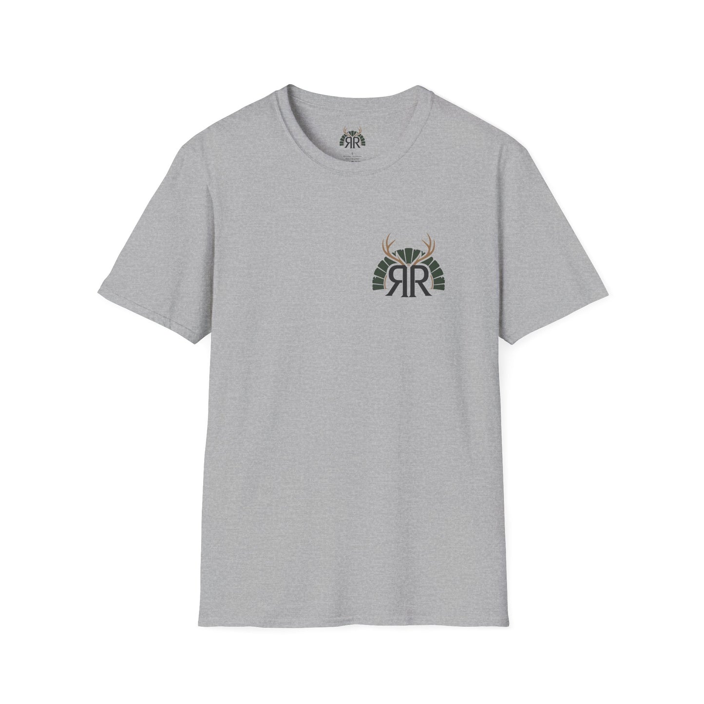 Deer Antler Monogram T‑Shirt — Rustic 'RR' Logo Chest Tee