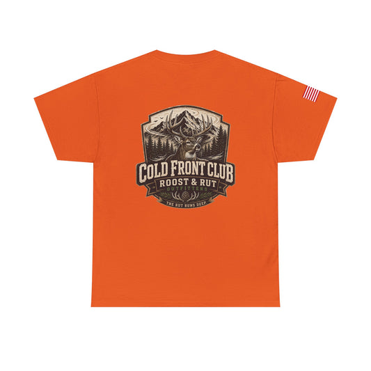 Cold Front Club Mountain Logo Tee — "Roost & Rut" Outdoor T-Shirt