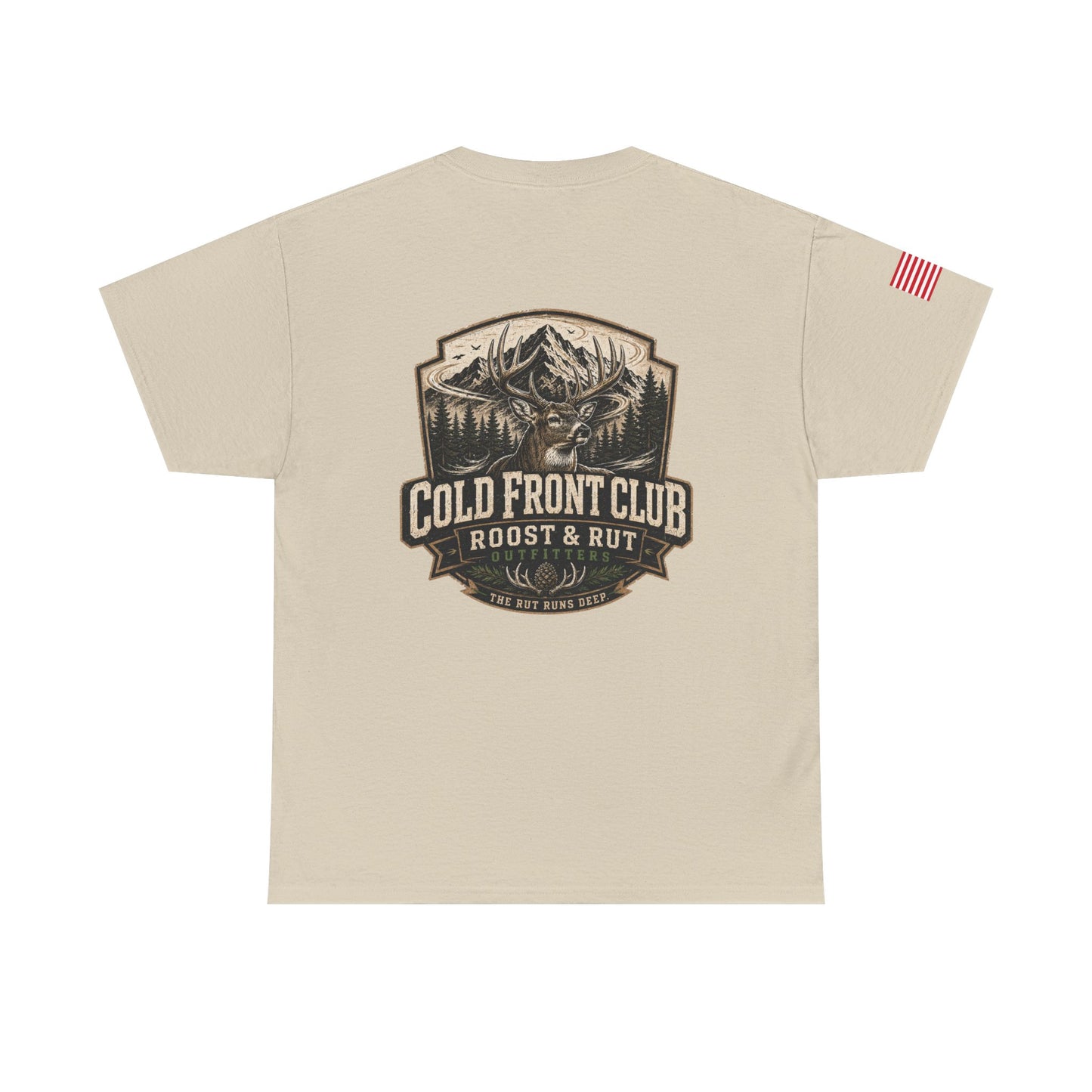 Cold Front Club Mountain Logo Tee — "Roost & Rut" Outdoor T-Shirt