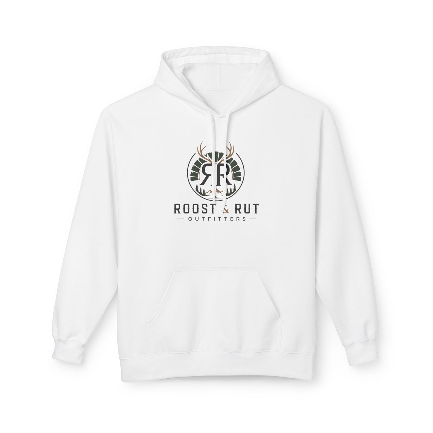 Roast & Rut Outfitters Hoodie — Vintage Hunting Lodge Logo Pullover