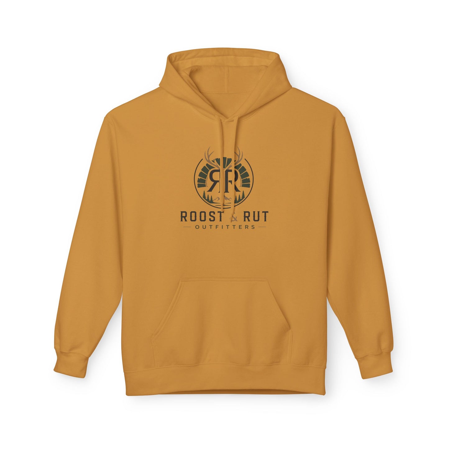 Roast & Rut Outfitters Hoodie — Vintage Hunting Lodge Logo Pullover