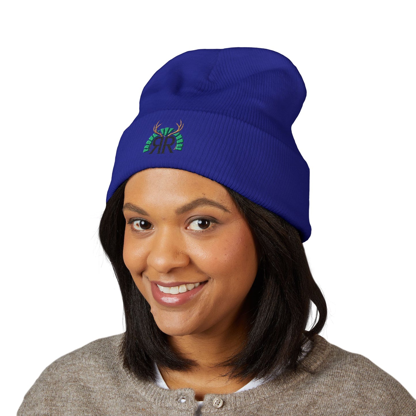 Embroidered Deer Antler Logo Cuffed Beanie