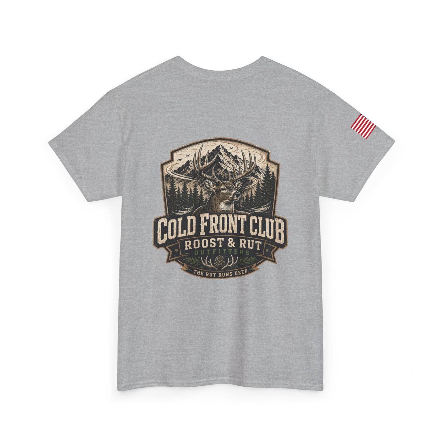 Cold Front Club Mountain Logo Tee — "Roost & Rut" Outdoor T-Shirt
