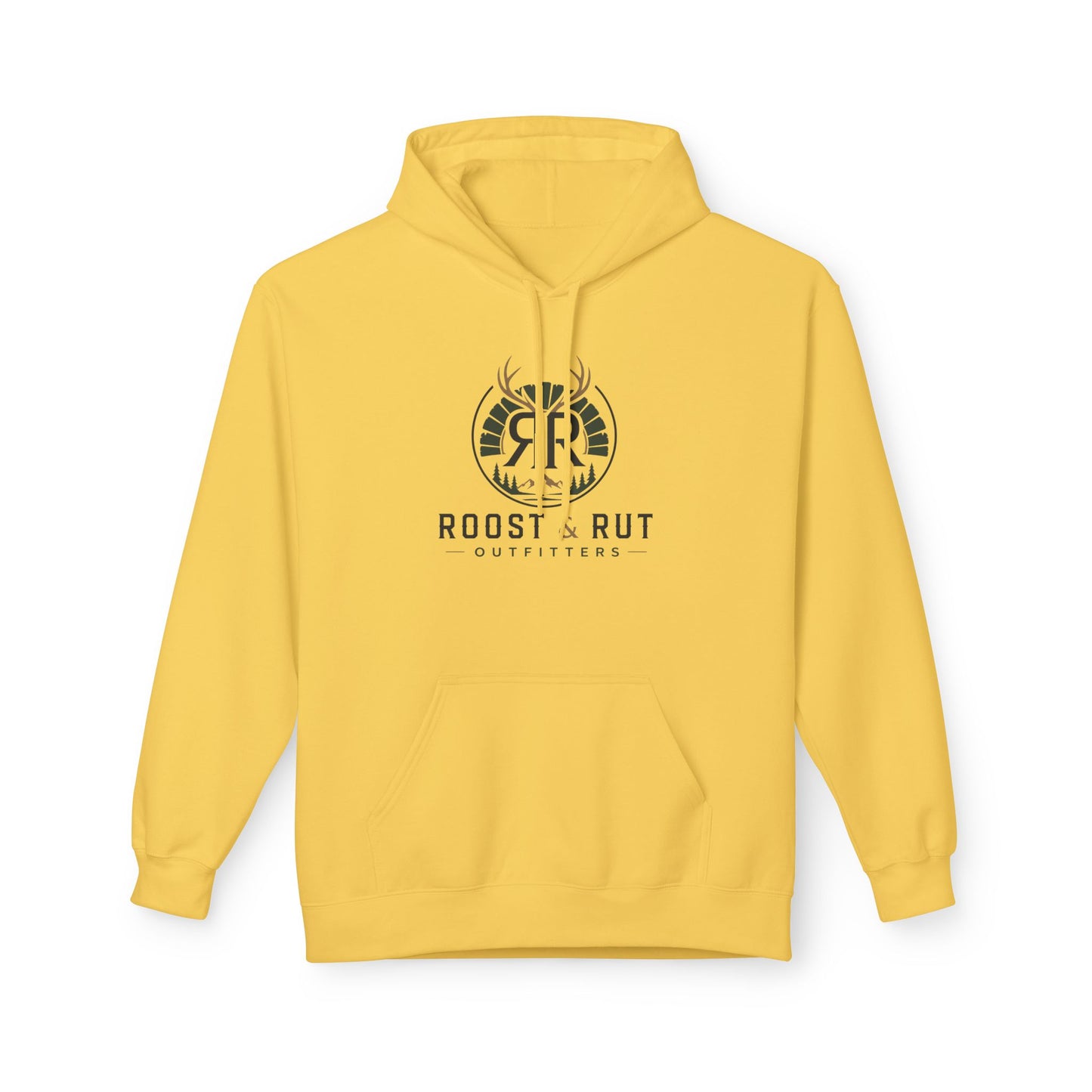 Roast & Rut Outfitters Hoodie — Vintage Hunting Lodge Logo Pullover