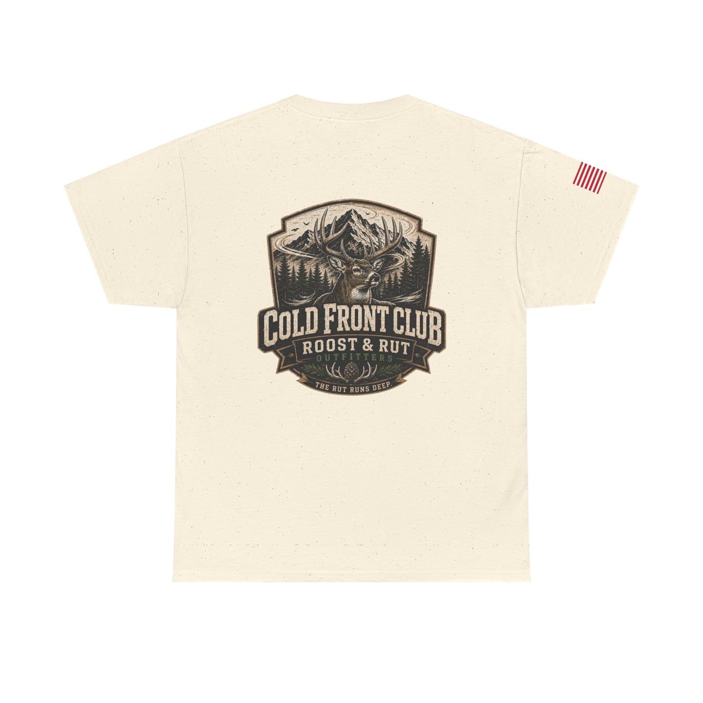 Cold Front Club Mountain Logo Tee — "Roost & Rut" Outdoor T-Shirt
