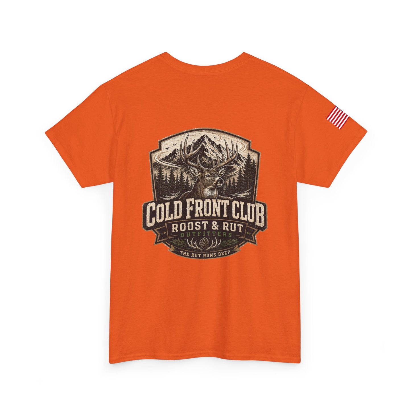 Cold Front Club Mountain Logo Tee — "Roost & Rut" Outdoor T-Shirt