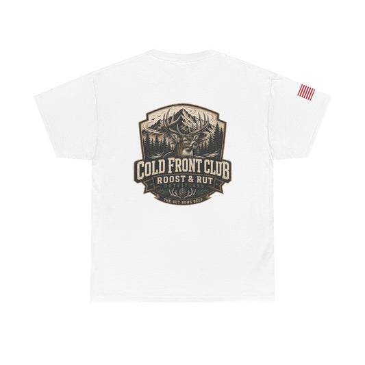 Cold Front Club Mountain Logo Tee — "Roost & Rut" Outdoor T-Shirt