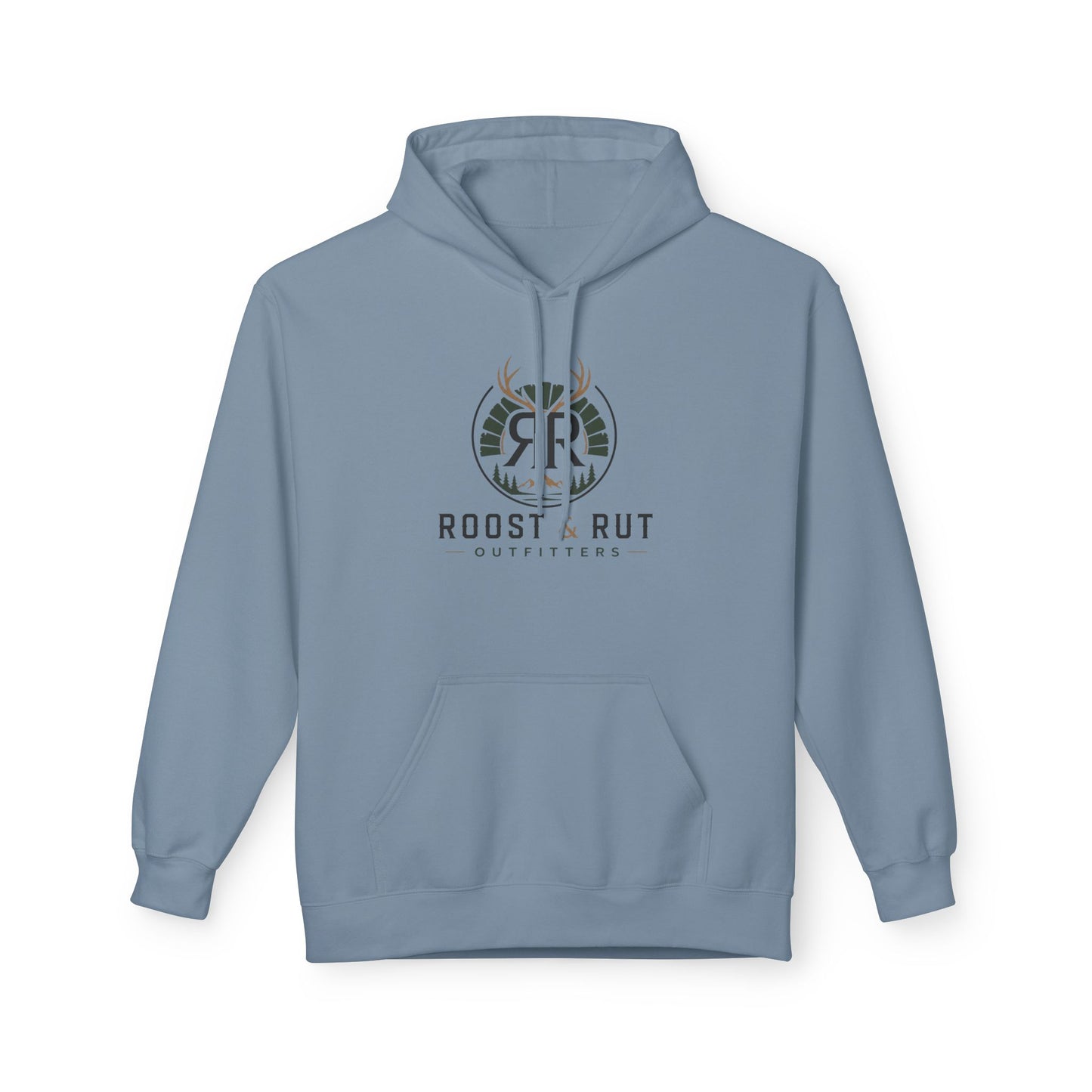 Roast & Rut Outfitters Hoodie — Vintage Hunting Lodge Logo Pullover