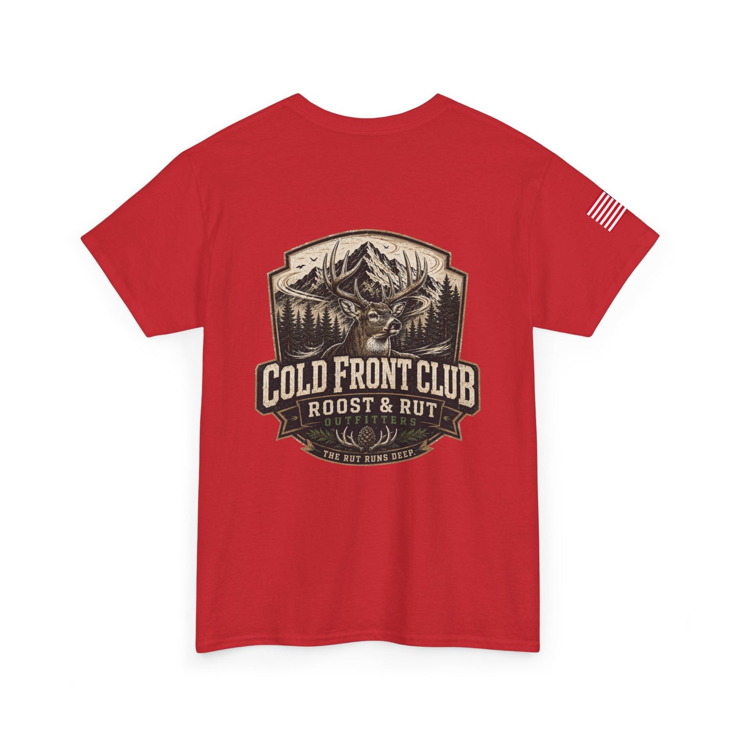 Cold Front Club Mountain Logo Tee — "Roost & Rut" Outdoor T-Shirt