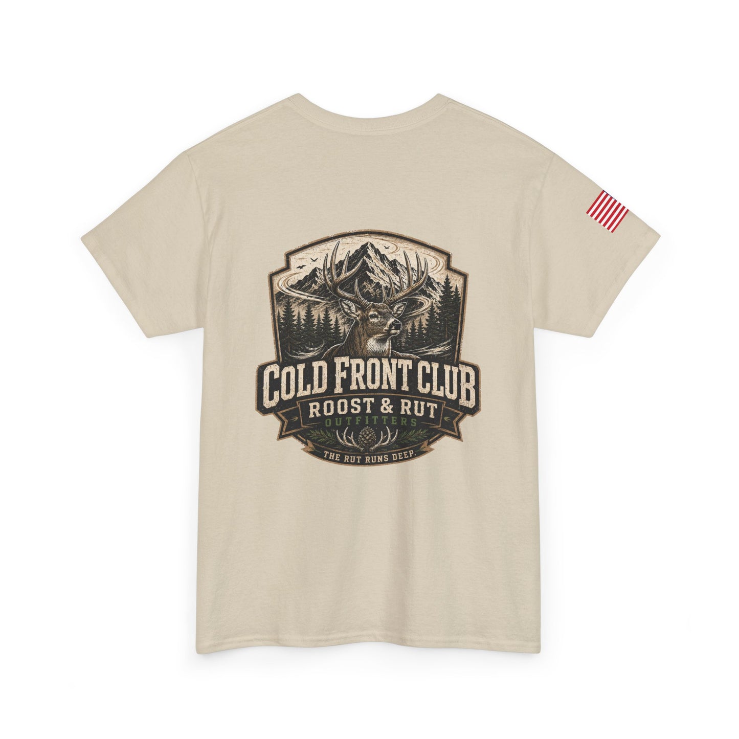 Cold Front Club Mountain Logo Tee — "Roost & Rut" Outdoor T-Shirt