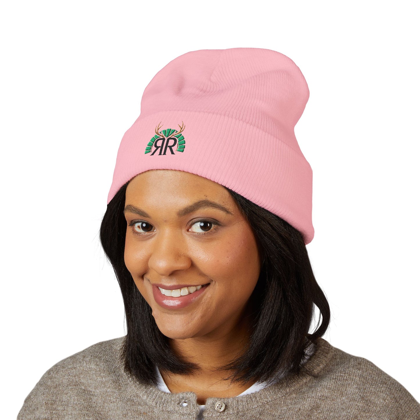 Embroidered Deer Antler Logo Cuffed Beanie