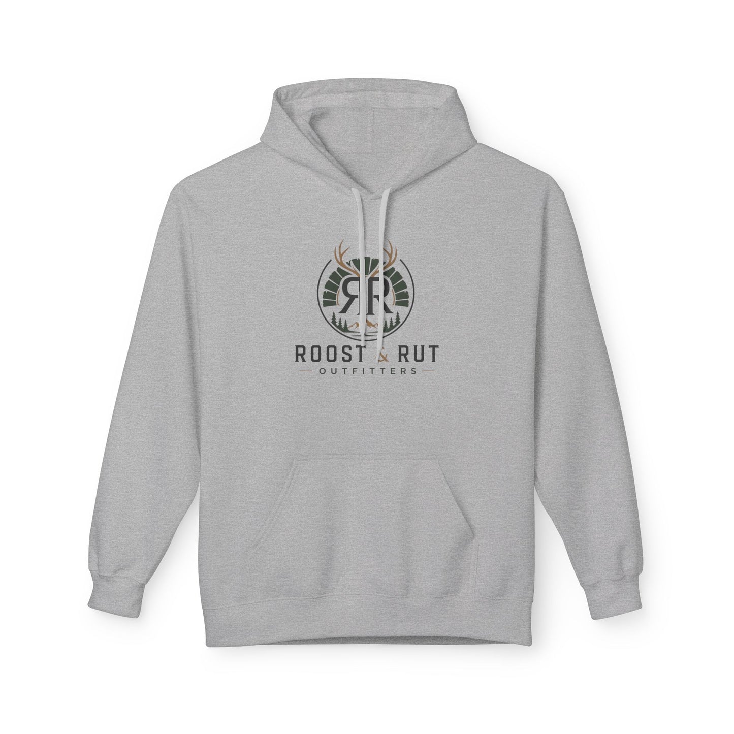 Roast & Rut Outfitters Hoodie — Vintage Hunting Lodge Logo Pullover
