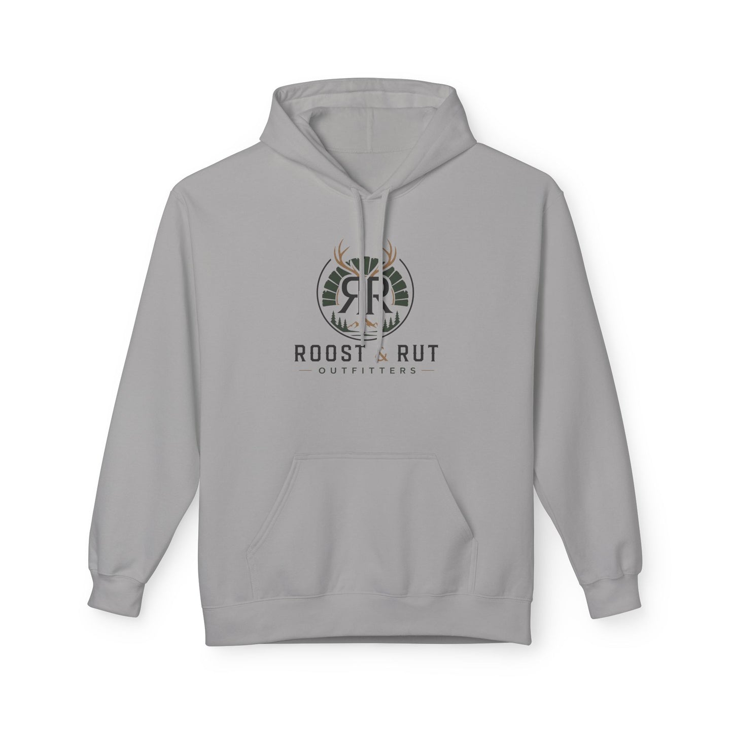 Roast & Rut Outfitters Hoodie — Vintage Hunting Lodge Logo Pullover