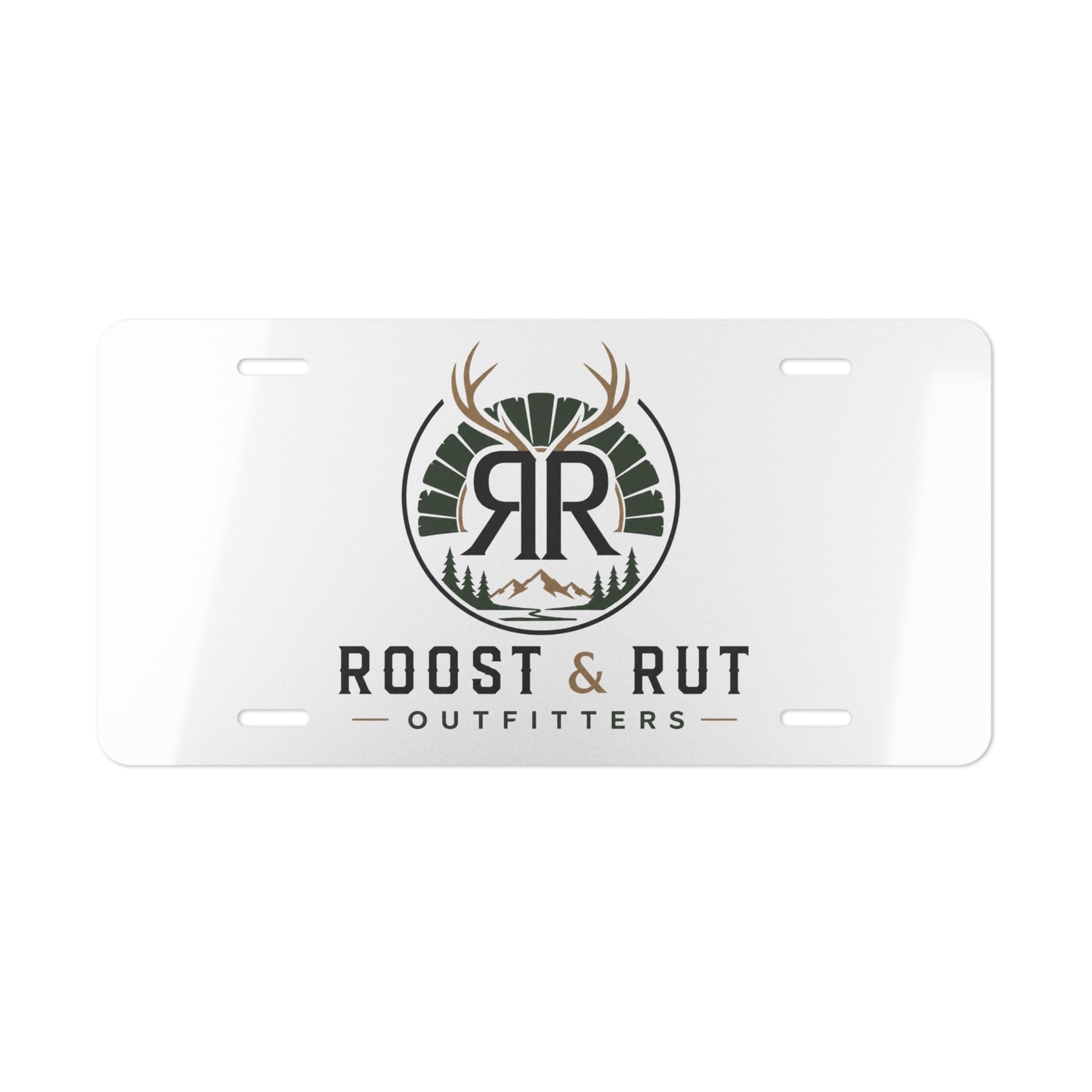 Roost & Rut Outfitters Metal Vanity Plate — Outdoor Hunting Logo License Plate