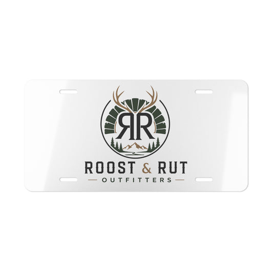 Roost & Rut Outfitters Metal Vanity Plate — Outdoor Hunting Logo License Plate
